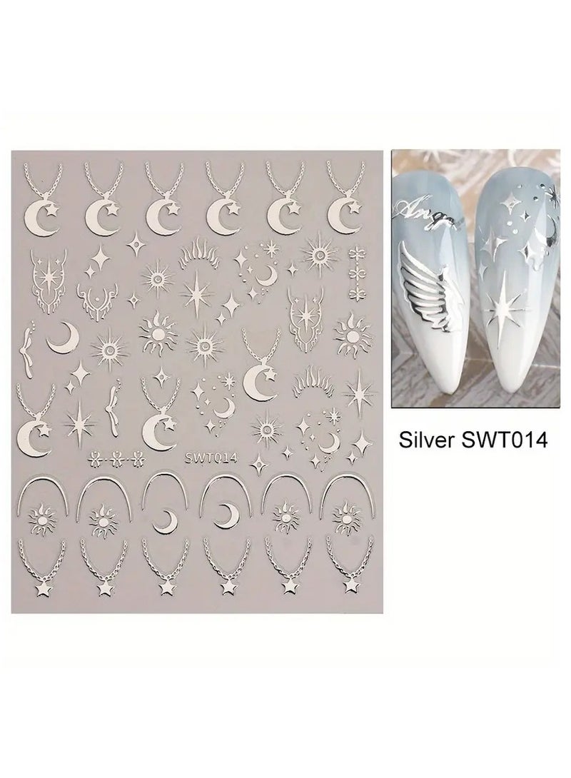 Goolsky 2 Pcs 3D Metal Laser Starburst Nail Stickers - Y2K Nail Art Tips for Manicure and French Nail Art Decoration - Image 4