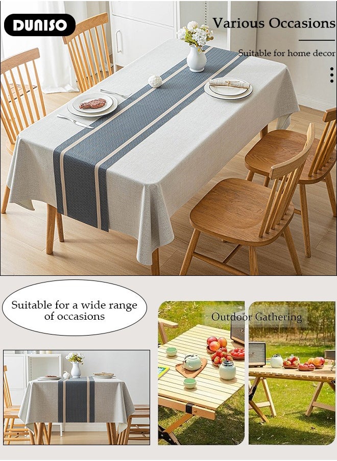 DUNISO Table Runner, Blue Table Runner Woven with Golden Threads, 30x180 CM Heat Resistant Table Runner Wipeable Waterproof Dining Table Runner for Kitchen, Coffee Table, Home Decor  - Image 5