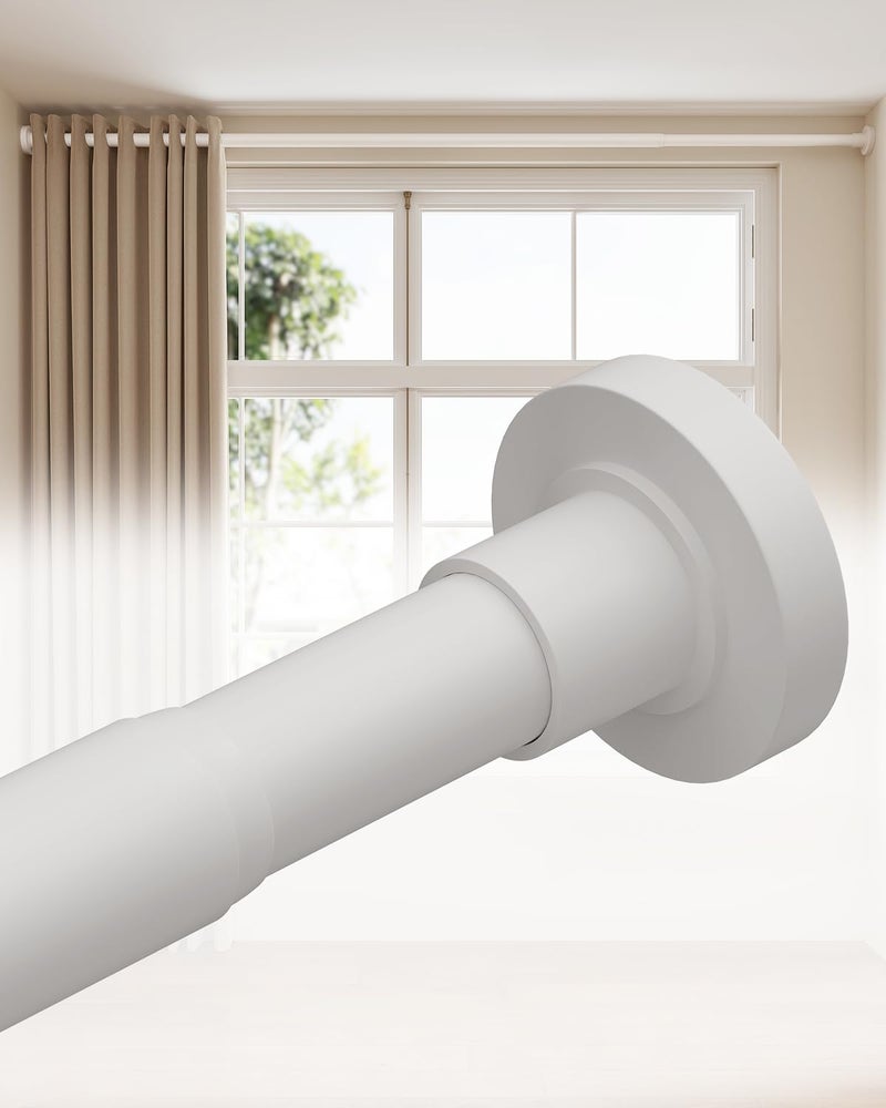 ALLZONE Tension Curtain Rods for Windows 66 to 120 Inch, White Curtain Rods No Drilling, Heavy Duty Extra Long Tension Rod for curtains, Outdoor Curtains Rod for Patio, Bedroom - Image 1
