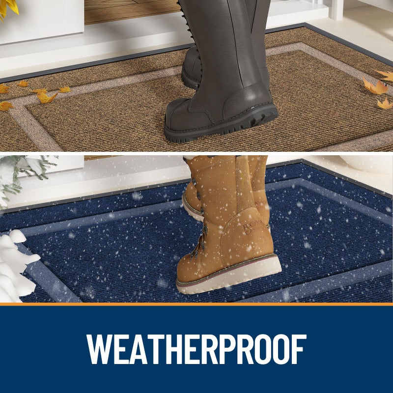 OLANLY Front Door Mat Indoor Outdoor Entrance, Waterproof All-Season, All-Weather Doormat, Sturdy Natural Rubber, Fade Resistant, Low Profile, Easy Clean Patio Porch Entryway Mat, 36x24, Black - Image 4