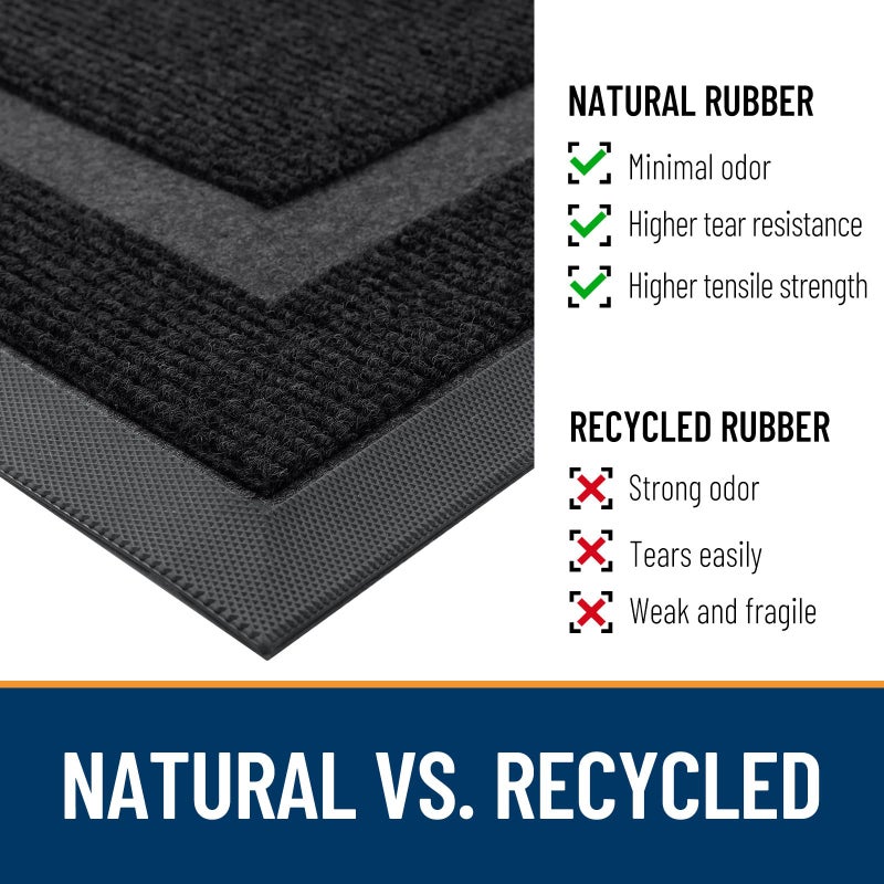 OLANLY Front Door Mat Indoor Outdoor Entrance, Waterproof All-Season, All-Weather Doormat, Sturdy Natural Rubber, Fade Resistant, Low Profile, Easy Clean Patio Porch Entryway Mat, 36x24, Black - Image 5