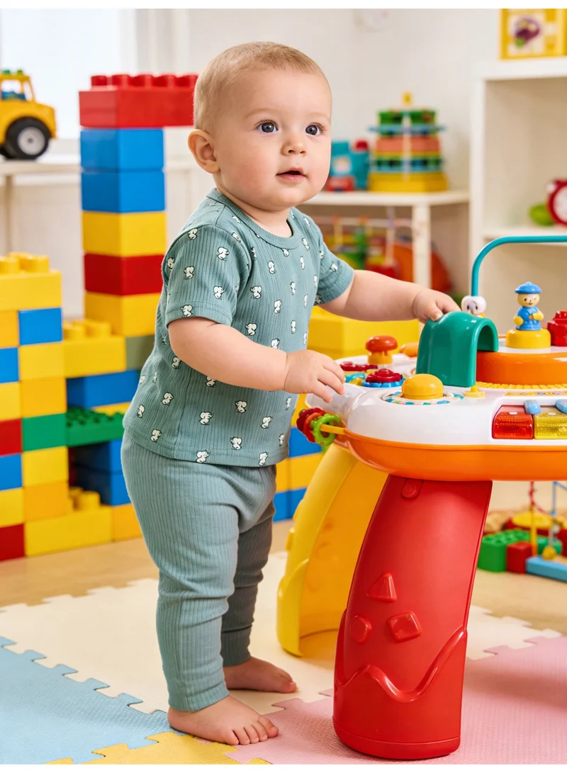 Babies Basic Babies Basic Ribbed Cotton Printed Short Sleeves T-shirt and Pyjama Set
