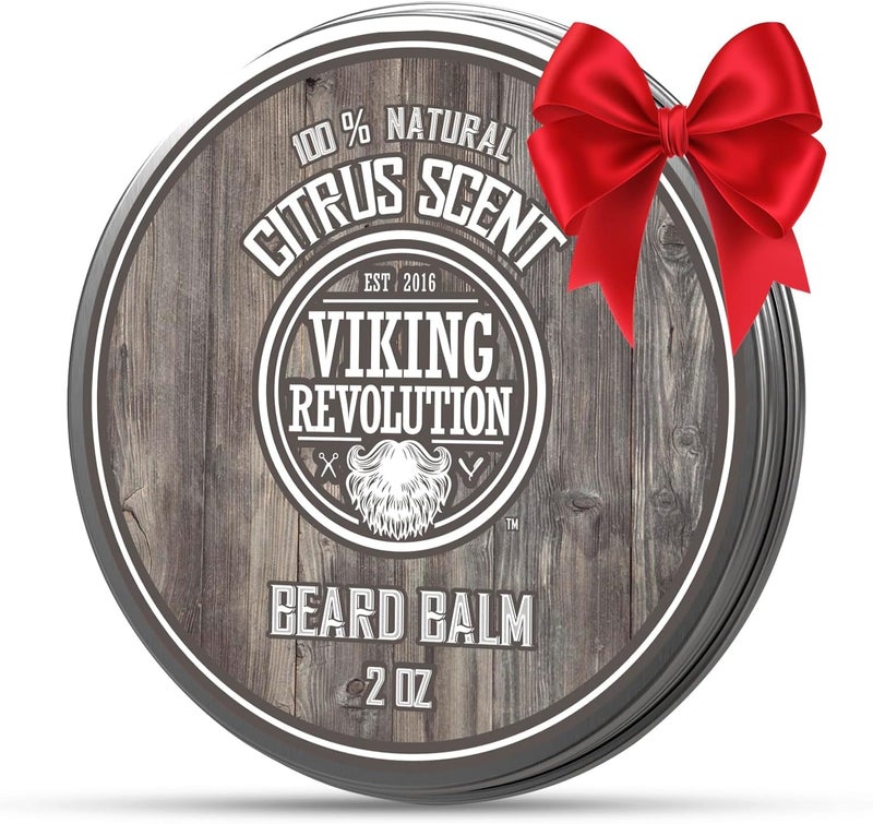 Viking Revolution BEST DEAL Beard Balm with Argan Oil & Mango Butter - Styles, Strengthens & Softens Beards & Mustaches - Citrus Scent Leave in Conditioner Wax for Men - Image 1
