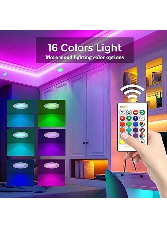 general 6 Pack LED Recessed Lighting 4 Inch 10W LED Downlight RGB + Warm White LED Recessed Ceiling Light 800 lumens can be dimmed with IR remote control, 16 color options 4 modes - Image 2