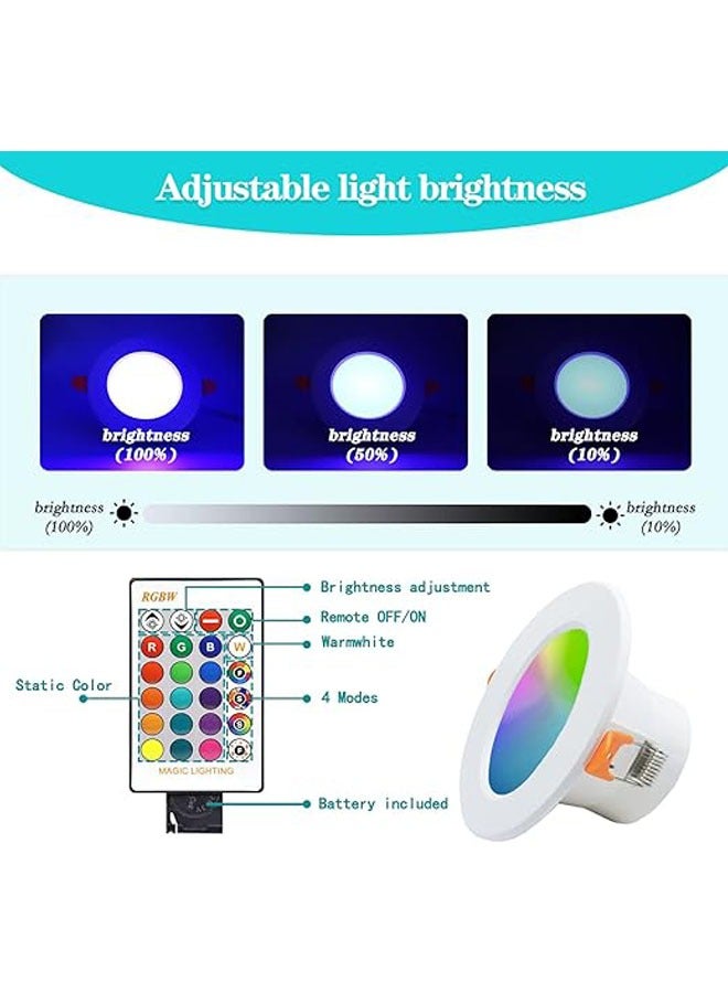 general 6 Pack LED Recessed Lighting 4 Inch 10W LED Downlight RGB + Warm White LED Recessed Ceiling Light 800 lumens can be dimmed with IR remote control, 16 color options 4 modes - Image 3