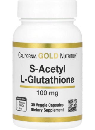 California Gold Nutrition California Gold Nutrition S-Acetyl L-Glutathione, 100 mg, 30 Veggie Capsules | Best Price Kuwait