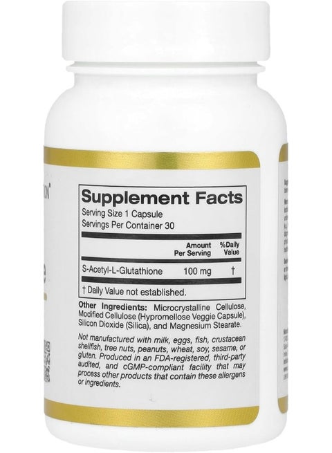 California Gold Nutrition California Gold Nutrition S-Acetyl L-Glutathione,  100 mg, 30 Veggie Capsules | Best Price Kuwait | Salmiya, Jabriya