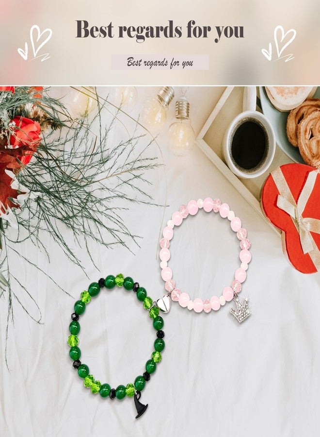 pupvus Green and Pink Friendship Matching Bracelets-Crown Witch Hat Matching Bracelets-BFF Couples Accessories, for Fans' Birthdays, and Party Favors for Fans - Image 5
