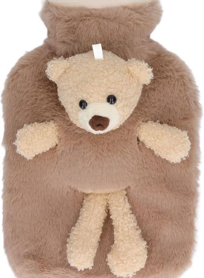 كيس الماء الساخن البني 1000 مل فم عريض لتخفيف الآلام والتوتر والتهاب المفاصل تصميم دب لطيف من البولي فينيل كلوريد مضاد للانزلاق يدفيء لفترة طويلة - Image 2