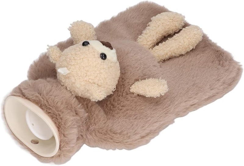 كيس الماء الساخن البني 1000 مل فم عريض لتخفيف الآلام والتوتر والتهاب المفاصل تصميم دب لطيف من البولي فينيل كلوريد مضاد للانزلاق يدفيء لفترة طويلة - Image 3