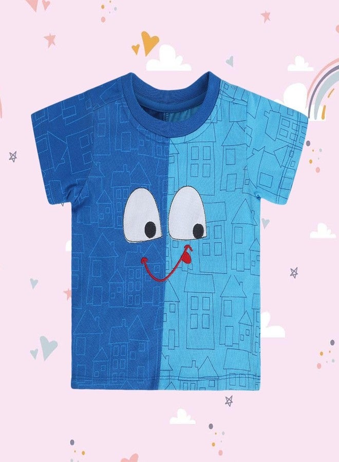 miniklub Cotton Half Sleeve Buildings Printed Tee - (3-6M) Blue - Image 2