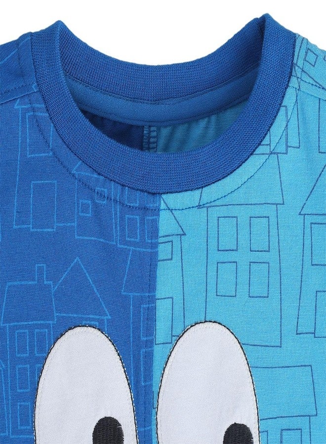 miniklub Cotton Half Sleeve Buildings Printed Tee - (3-6M) Blue - Image 4