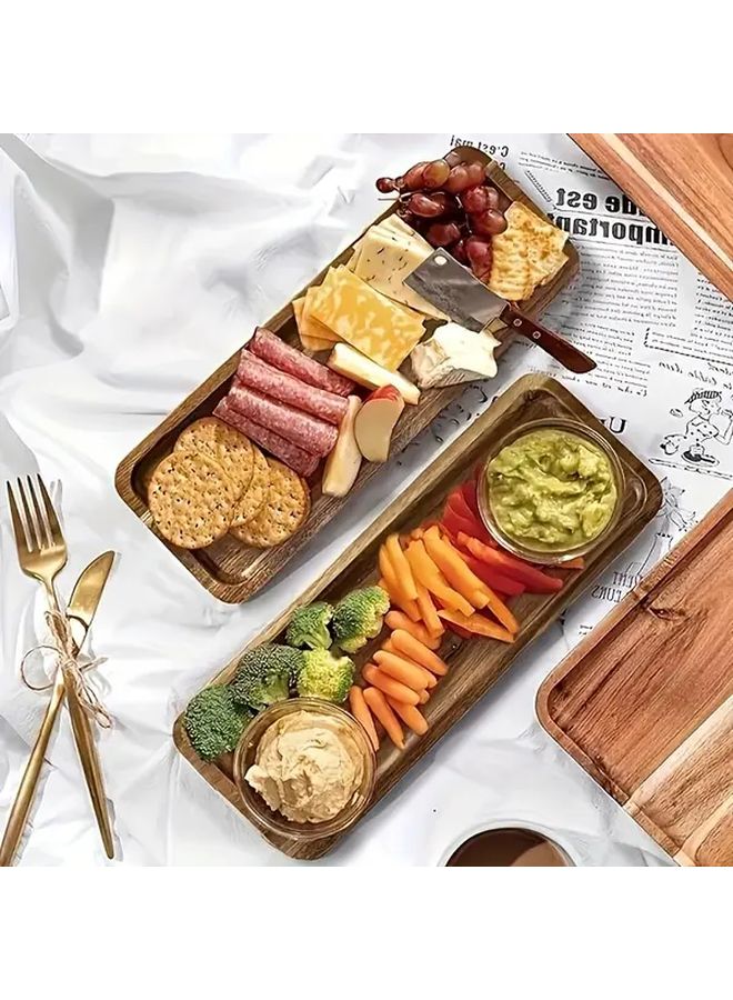 A Lovewood Rectangular Wooden Plate Medium For Food Display Multifunctional Cheese Appetizers And Snack Divider Rural Household Kitchen Decoration - Image 3
