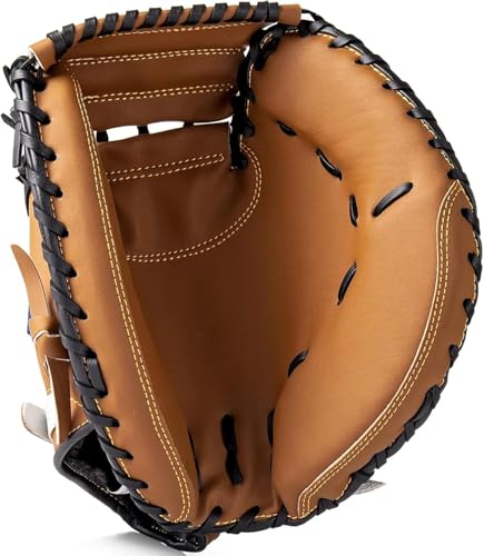 HolyElks Baseball Catcher GloveBaseball and Softball Catchers Mitt for Kid Youth Aldult Brown - Image 1