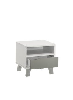 DANUBE HOME Genius 1 Drawer Kids Nighstand|Multifunctional Kids Bedside Table Space Saving Night Stand Side Table Modern Design Furniture For Bedroom L40Xw40Xh38.8Cm -White+Grey  - Image 1