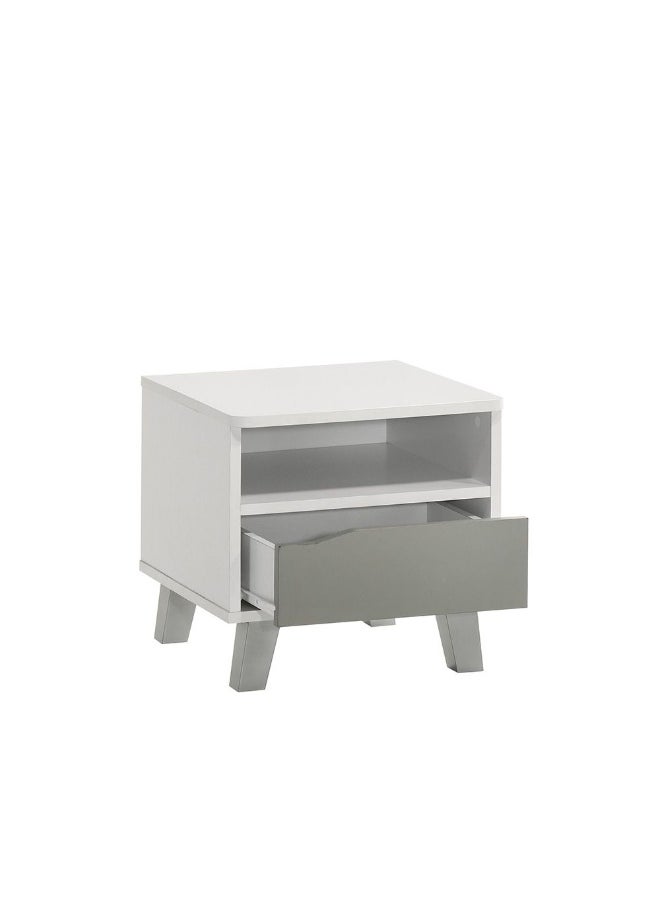 DANUBE HOME Genius 1 Drawer Kids Nighstand|Multifunctional Kids Bedside Table Space Saving Night Stand Side Table Modern Design Furniture For Bedroom L40Xw40Xh38.8Cm -White+Grey  - Image 1