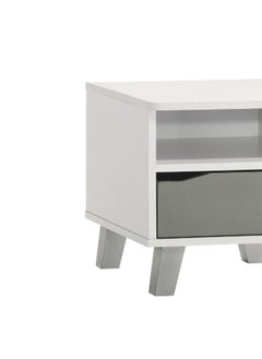 DANUBE HOME Genius 1 Drawer Kids Nighstand|Multifunctional Kids Bedside Table Space Saving Night Stand Side Table Modern Design Furniture For Bedroom L40Xw40Xh38.8Cm -White+Grey  - Image 2