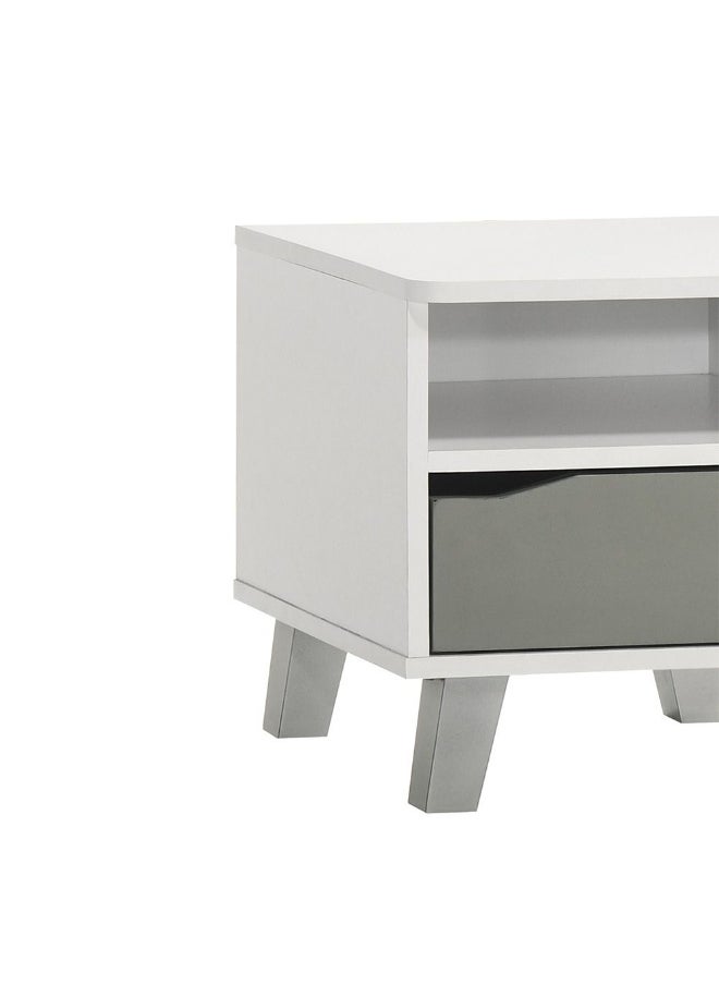 DANUBE HOME Genius 1 Drawer Kids Nighstand|Multifunctional Kids Bedside Table Space Saving Night Stand Side Table Modern Design Furniture For Bedroom L40Xw40Xh38.8Cm -White+Grey  - Image 2