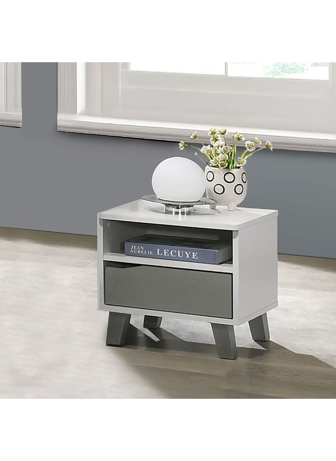 DANUBE HOME Genius 1 Drawer Kids Nighstand|Multifunctional Kids Bedside Table Space Saving Night Stand Side Table Modern Design Furniture For Bedroom L40Xw40Xh38.8Cm -White+Grey  - Image 5