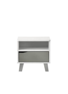 DANUBE HOME Genius 1 Drawer Kids Nighstand|Multifunctional Kids Bedside Table Space Saving Night Stand Side Table Modern Design Furniture For Bedroom L40Xw40Xh38.8Cm -White+Grey  - Image 3