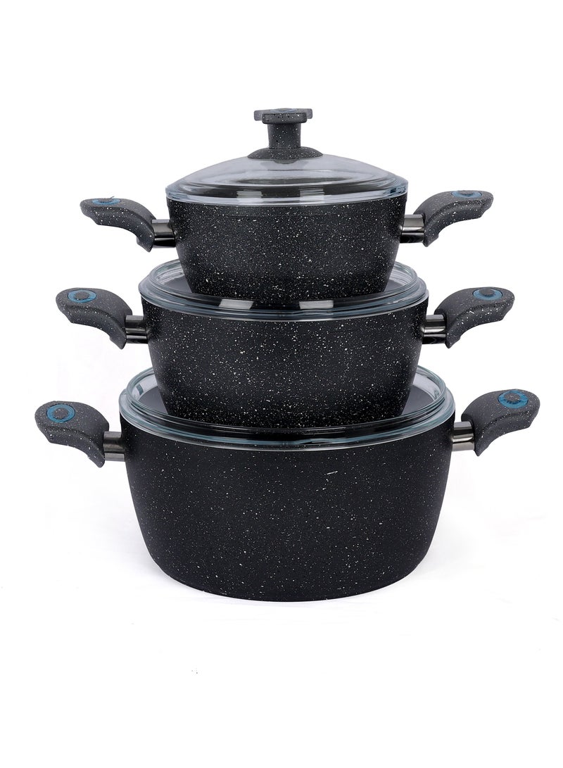 Cookware Set Granite 18 Pcs  4mm - Black - Turky  - Image 2