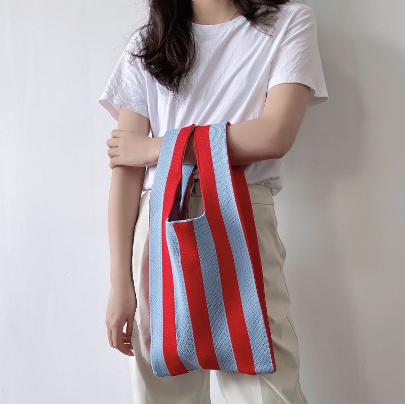 Colorful Striped Knitted Shoulder Bag - Image 3