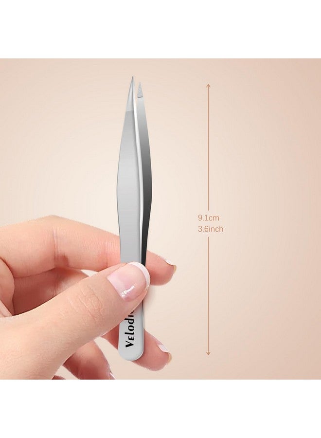 Velodios Pointed Tweezers for Women Facial Hair, High Precision Tweezers, Splinter Tweezers for Splinter Removal, No Gaps Stainless Steel Pointed Tweezers for Chin Hair and Ingrown Hair Removal - Image 4