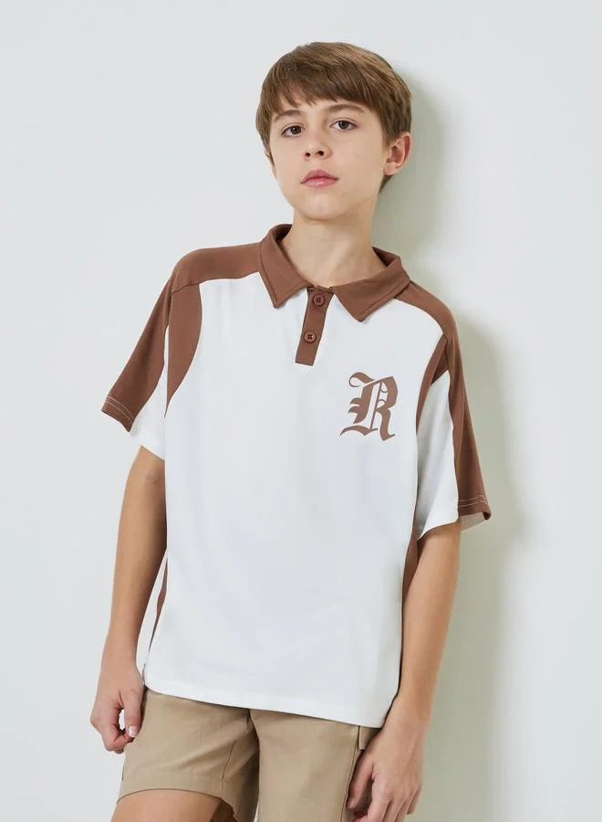 ستايلي Teen Boys Color Block Printed Polo T-Shirt