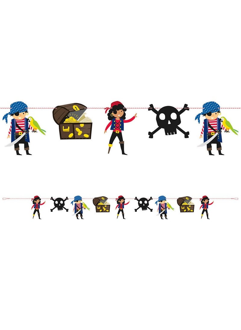 Unique Pirate Garland Cardboard Pirates Skulls Treasure 213cm - Image 1