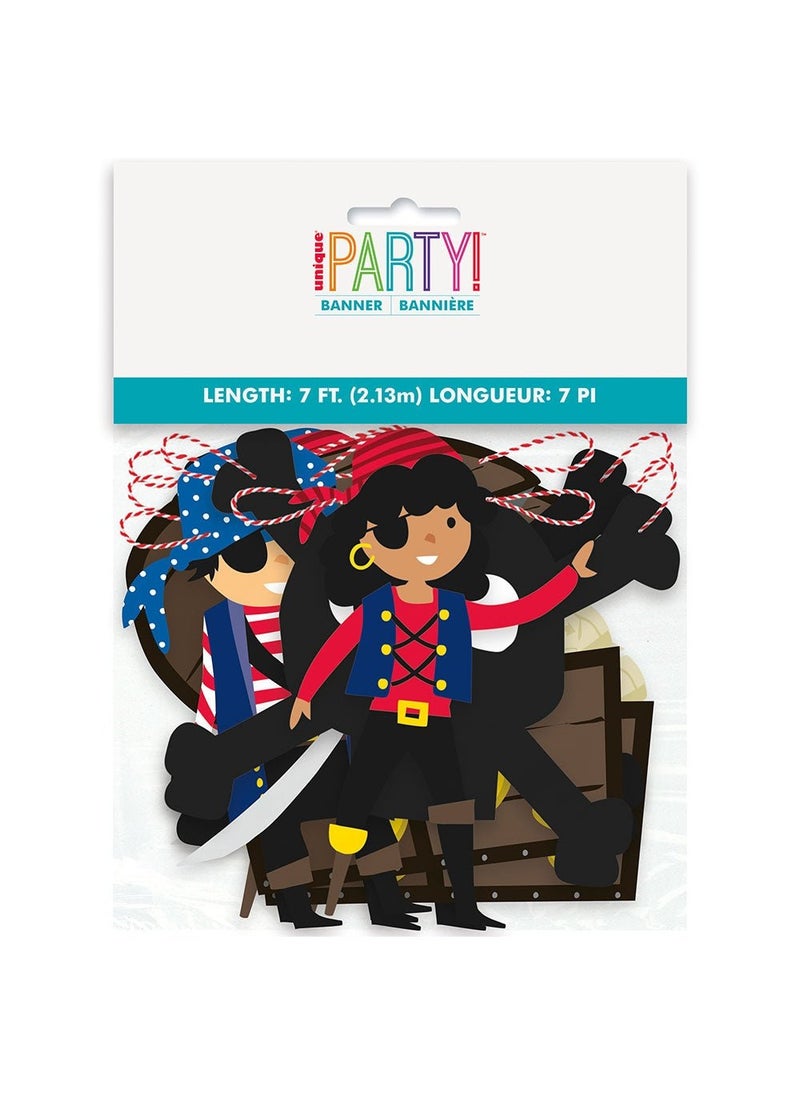 Unique Pirate Garland Cardboard Pirates Skulls Treasure 213cm - Image 3