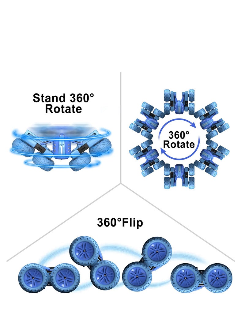 Excefore RC Stunt Car Remote Control Car for Kids 4WD Trucks RC Crawler Vehicles Toys 360° Flips Rotation Off Road Excellent gift on occasions Blue - Image 3