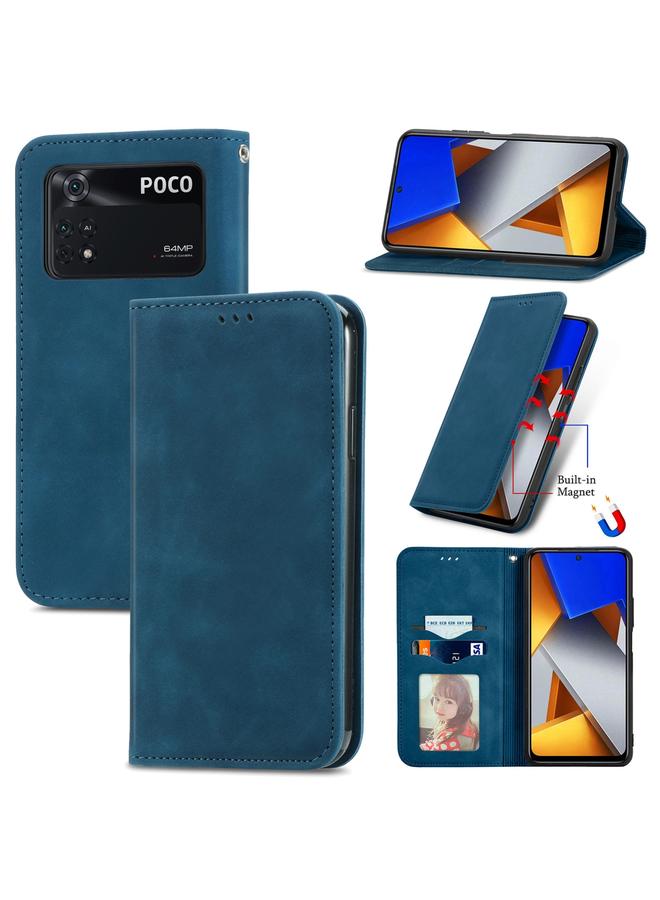 Case For Xiaomi Poco M4 Pro Retro Skin Feel Magnetic Flip Leather Phone Case