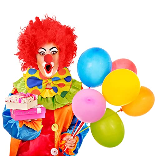 jiebor Clown Costume Red Clown Wig Accessories Nose Bow Tie White Gloves for Men Women Adults - Image 5