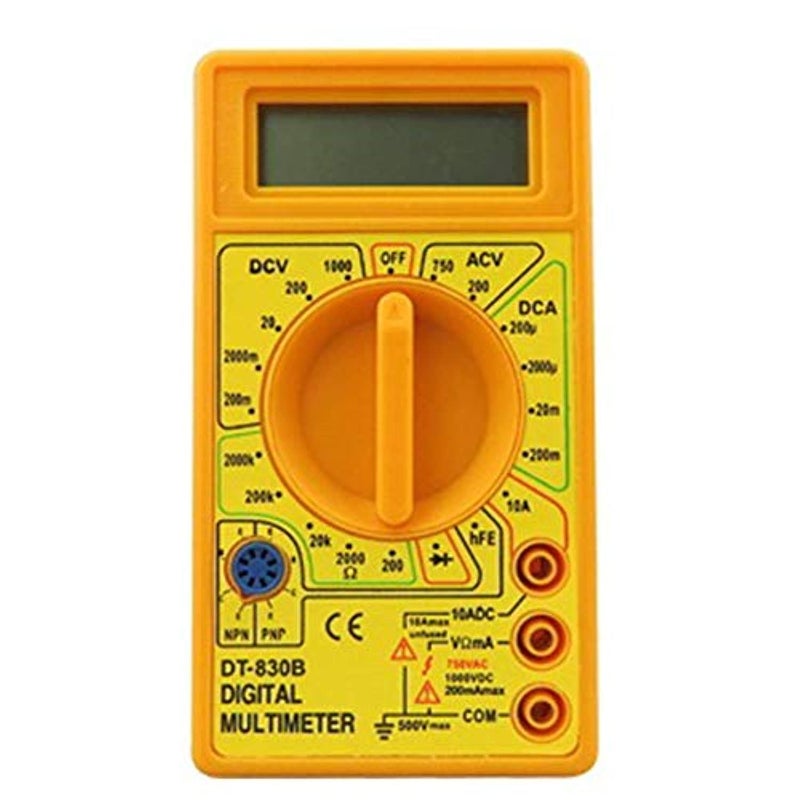 LCD Auto Range AC DC Digital Voltmeter Ammeter Ohmmeter Multimeter Volt Tester Yellow