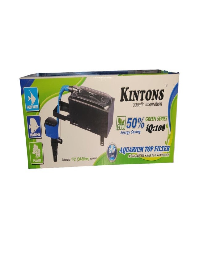 Kintons IQ Green Series 50% Energy Saving Aquarium Top Filter (IQ-108 (8W, H.Max- 1m - 1000L/H)) - Image 1