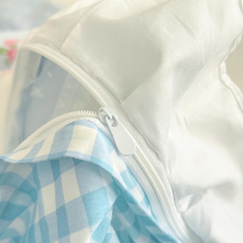 AMZTOP Blue Reversible Ruffle Duvet Cover Set King Cute Floral Rabbits Comforter Cover with 2 Pillowcases 3 pcs 100% Cotton Aesthetic Bedding Set with Zipper Closure for Girl Women, King 90 * 104â€ - Image 4