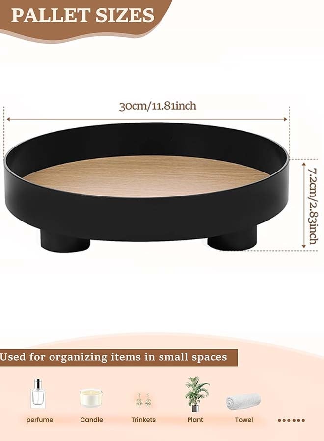 YIM-VIBEHAUS Plastic Decorative Tray Coffee Table Tray Round Trays for Home Decor Bathroom Counter Tray Perfume Organizer for Dining Table, Dresser, Kitchen,12 Inch, Black - Image 4