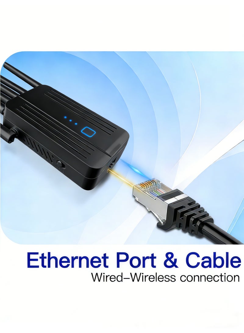 موسع نطاق شبكة واي فاي لاسلكي أحادي النطاق بسرعة 300 ميجابت في الثانية بتردد 2.4 جيجاهرتز، معزز إشارة مزود بـ 6 هوائيات، مكرر واي فاي لاسلكي بمنفذ إيثرنت، يدعم توصيل المزيد من الأجهزة، معزز إنترنت لتغطية واي فاي شاملة بزاوية 360 درجة للمنزل، لون أسود. - Image 4