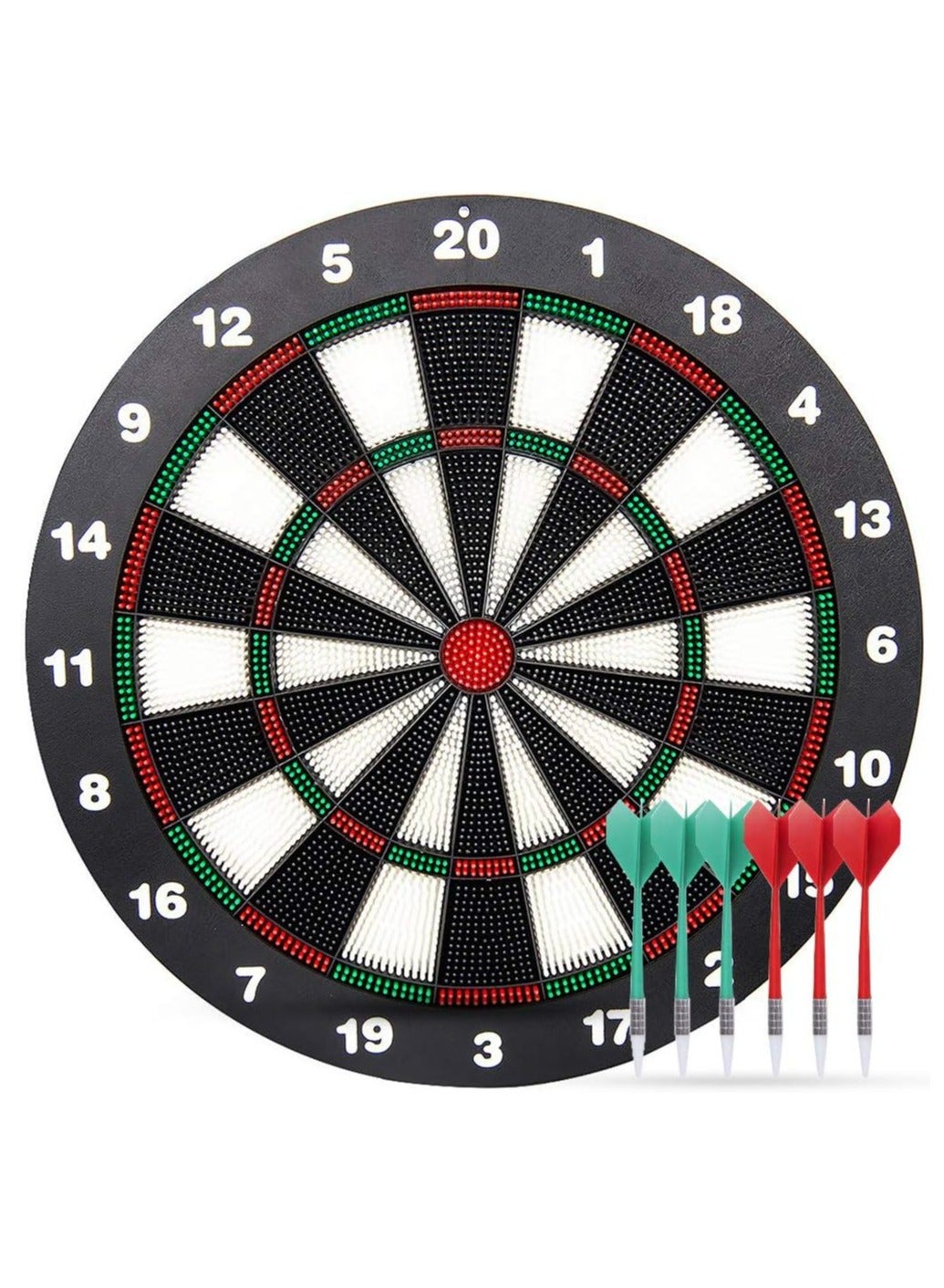16.5 inch Dart Board Set, Double Sided Usable Dartboard with 6 Golden Metal Tip Darts, Excellent Indoor Game, Party Game and Outdoor Game, Darts set with board for Adults & Family Tournament