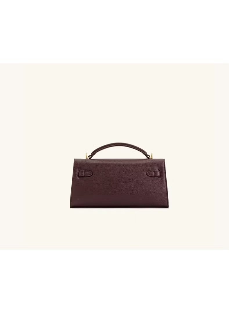 Classic Kelly Style Single Shoulder Bag Top handbag- Deep Burgundy - Image 3