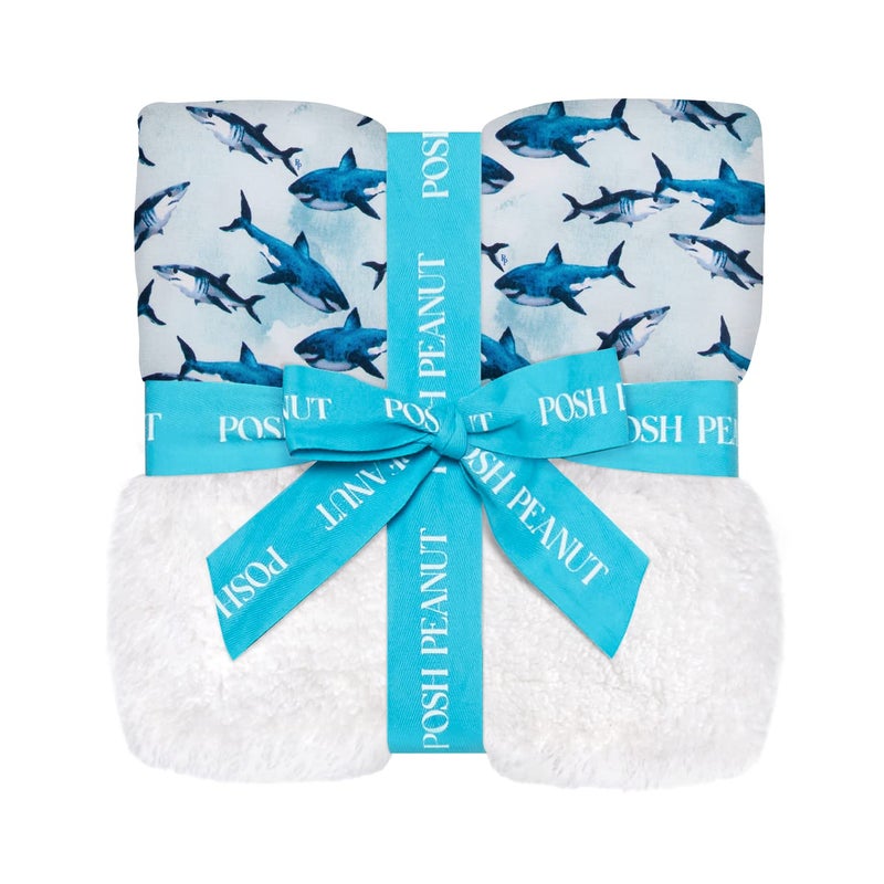 Posh Peanut Super Soft Baby Blankets for Boys Girls  Newborns  Plush Patoo Stroller Blanket in Viscose from Bamboo 40 x 40 Sharks