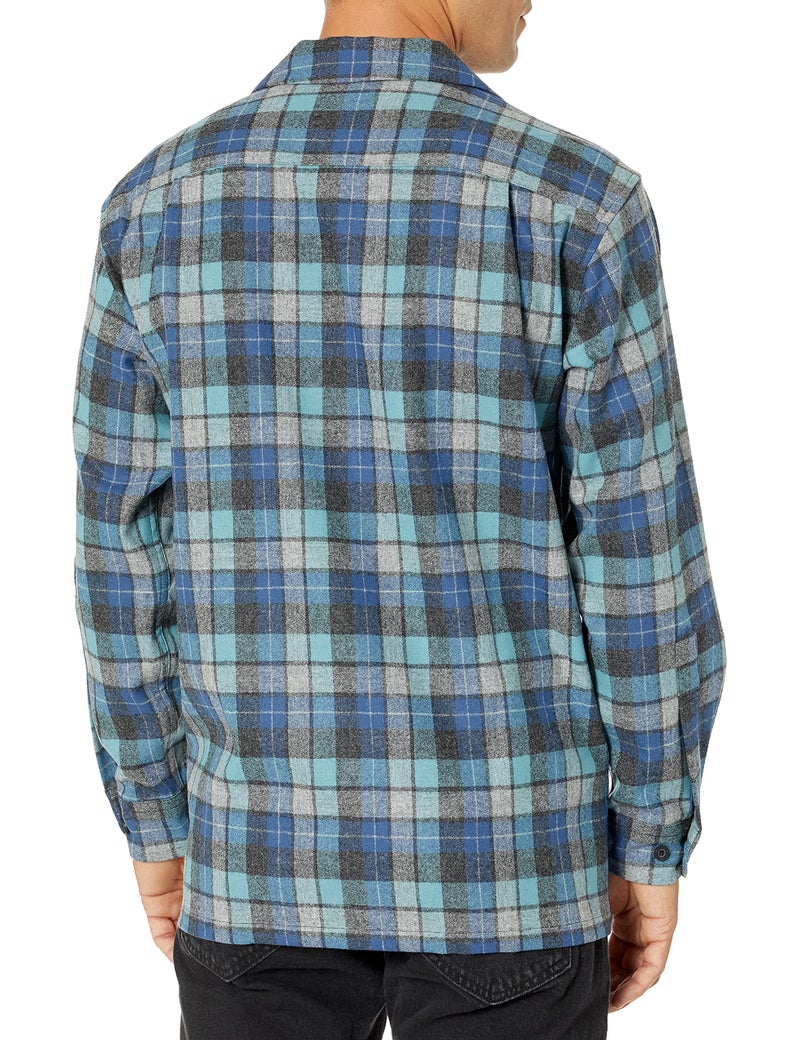Pendleton Men Long Sleeve Classic Fit Board Wool Shirt, Blue/Green Original Surf Plaid-30789, Small