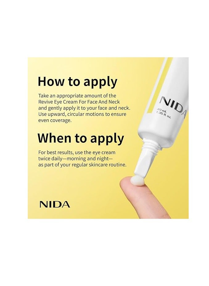 NIDA Revive Eye Cream For Face And Neck | Probiotic Solution, Retinal, Peptide | Wrinkles, Fine Lines, Cell Turnover, Firm Skin Texture, Radiant Skin, Moisture Retention | 1.35 fl. oz., 40ml - Image 3