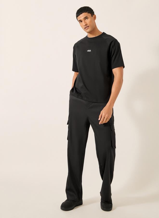 Styli Solid Wide Leg Fit Cargo Trousers  - Image 2
