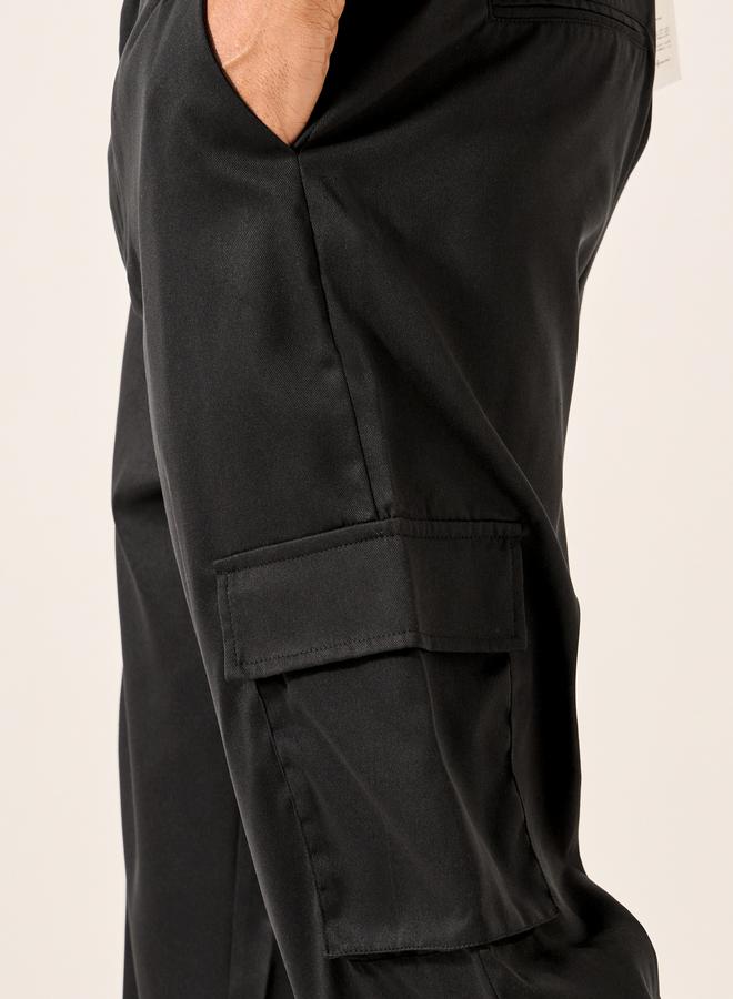 Styli Solid Wide Leg Fit Cargo Trousers  - Image 4