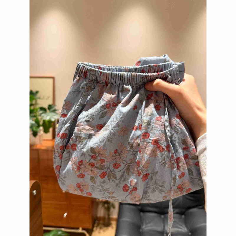 Rustic Floral Vintage Pajama Bottoms for Women, Elastic Waist Wide Leg Loose Fit Casual Home Pants - Image 3