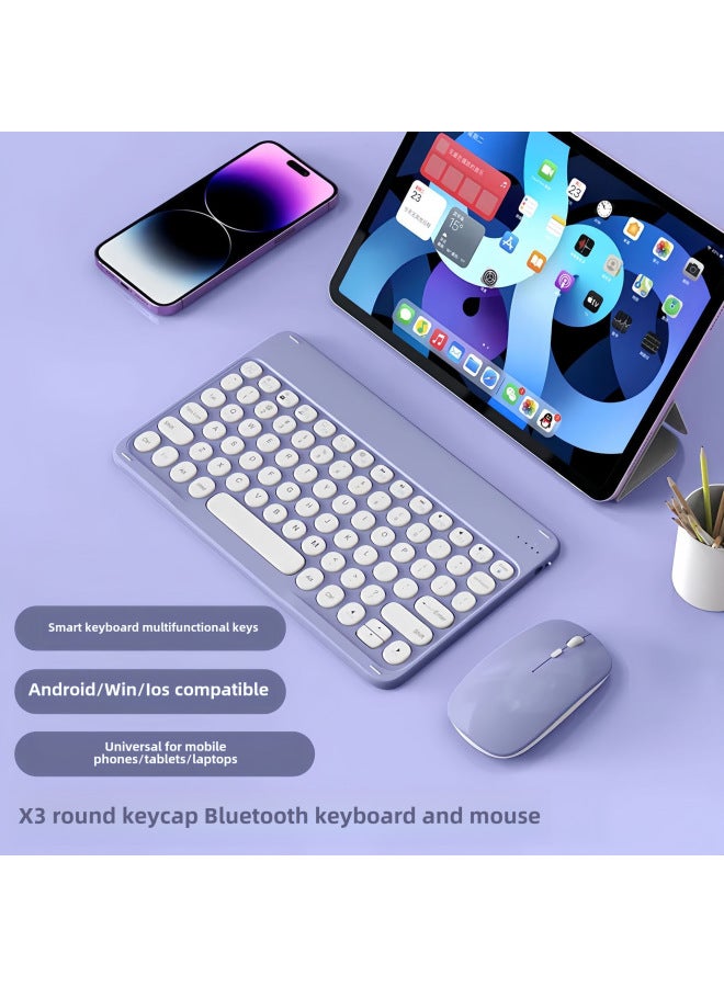 Bluetooth Keyboard For IPad Mobile Phone Huawei Tablet PC Charging Magnetic Suction Wonderful Control Round Cap Wireless Keyboard Mouse-Color:White-TC Interface-Product Type:Ten Inch Backlight - Image 2