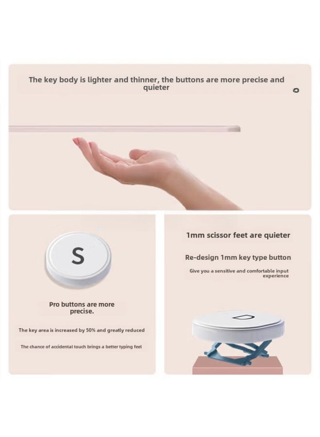 Bluetooth Keyboard For IPad Mobile Phone Huawei Tablet PC Charging Magnetic Suction Wonderful Control Round Cap Wireless Keyboard Mouse-Color:White-TC Interface-Product Type:Ten Inch Backlight - Image 3