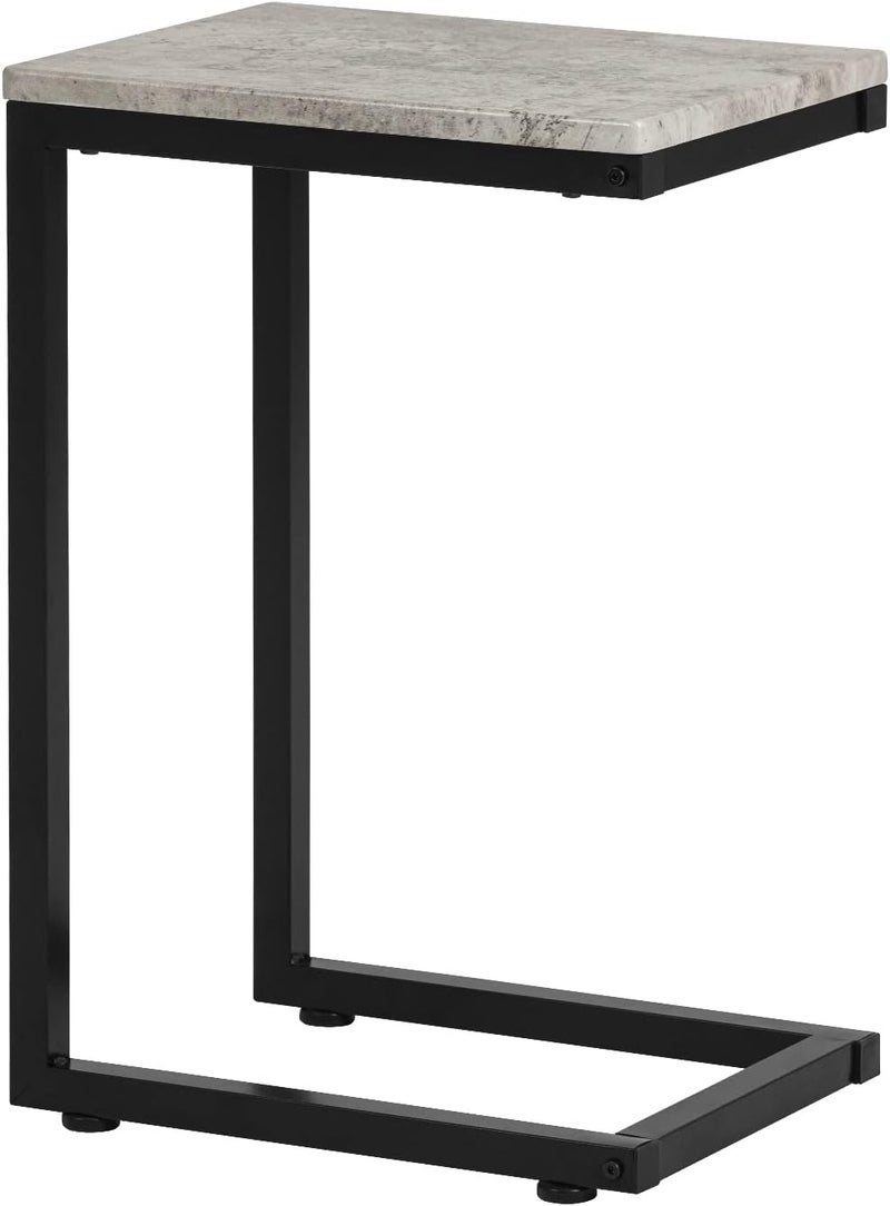 سو باي طاولات خدمة طاولة خدمة طاولة جانبية Side Table Coffee Small Table Narrow C-Shaped End Bed Side Tables for Living Room,Bedroom,Home Office,Grey Tabletop طاولات غرفة المعيشة FBT44-HG - Image 1
