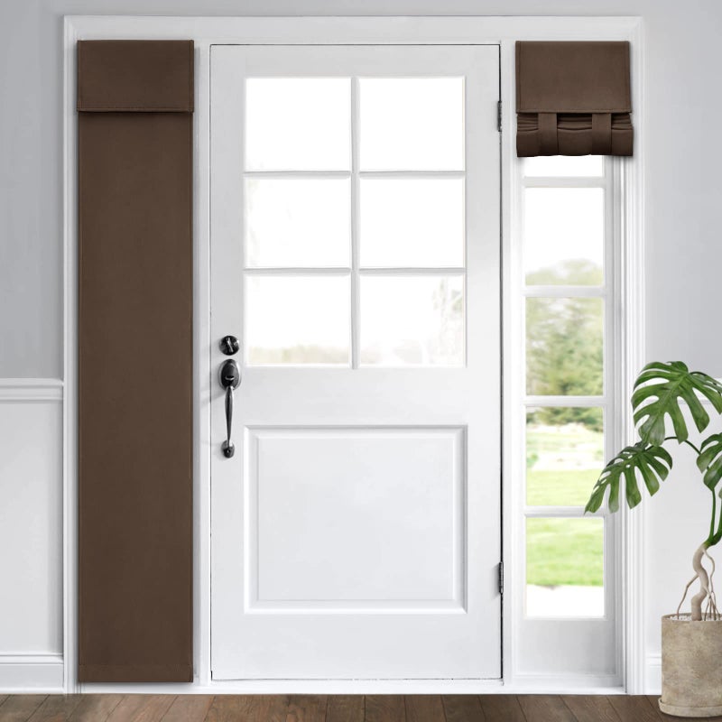 HOMEIDEAS HOMEIDEAS Side Door Window Curtains  Front Door Curtains for Small Window  Privacy Door Shades for Sidelight Curtains  Thermal Insulated Door Side Window Covering  Chocolate  1 Panel  W12 X L68 - Image 1
